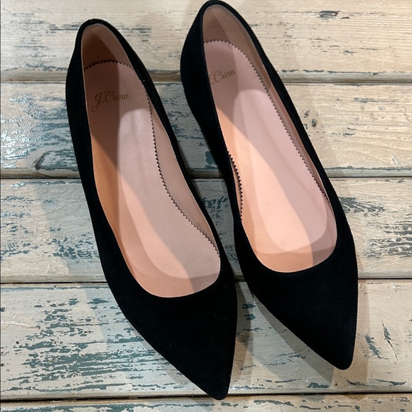 J. Crew Classic Slip-on Black Suede Pointed Toe Flats Shoes Size 8.5 - Picture 2 of 8